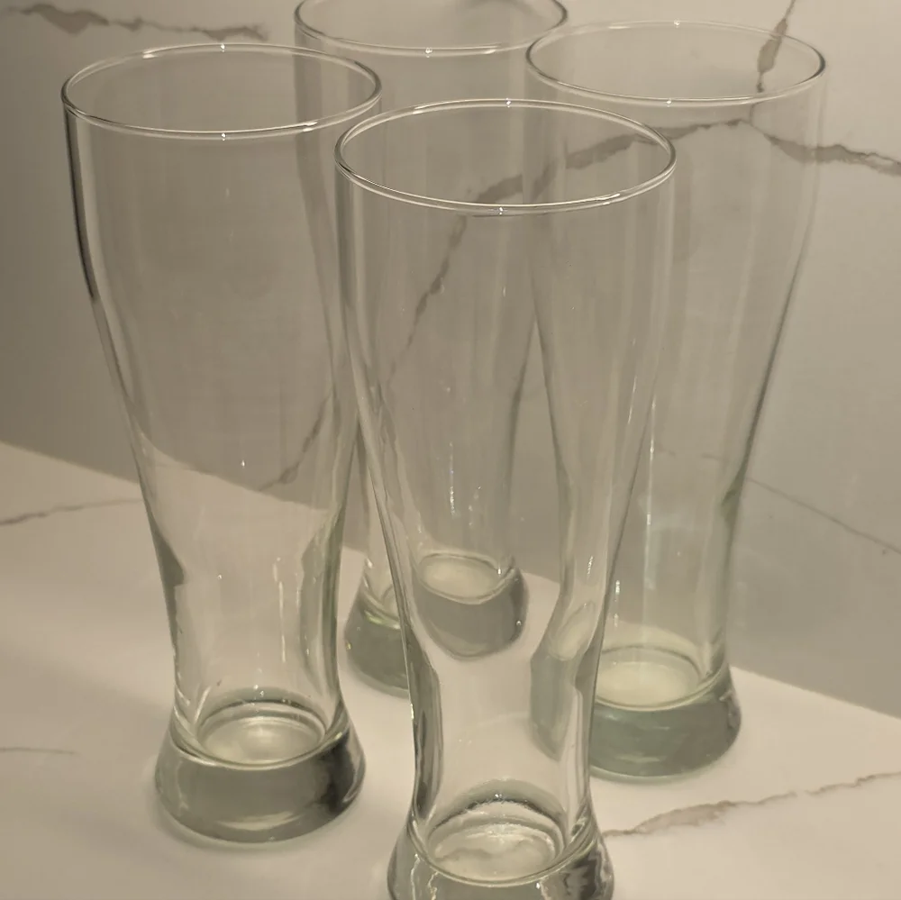 Tall Beer Glasses  - Clear Glass Beer Tumblers Set Of 4